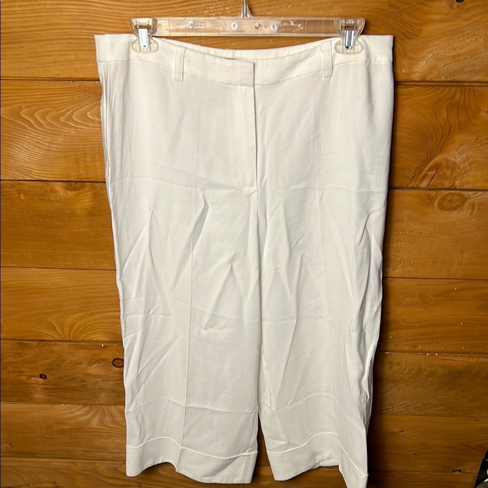 Vince Camuto Solid Wide Leg Pants Women' 16 Ultra White Zip Fly Belt Loops Caual